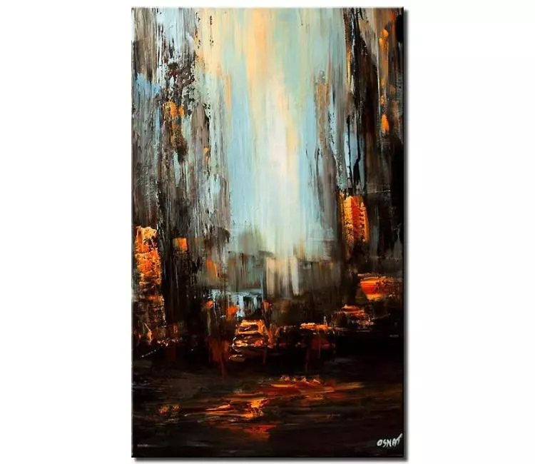 print on canvas - canvas print of vertical modern wall art of taxi and skyscrapers