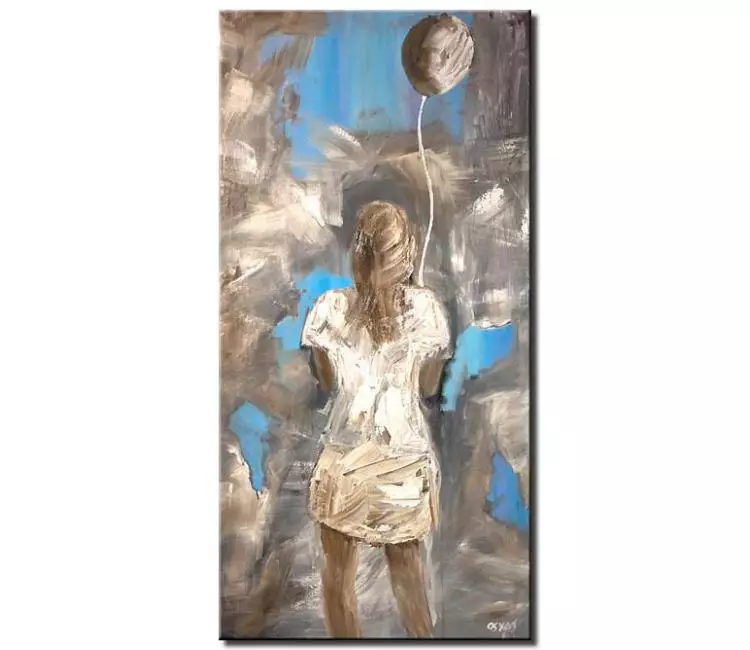 print on canvas - canvas print of painting of girl holding a baloon
