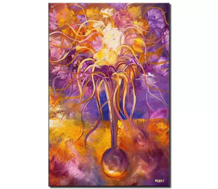print on canvas - canvas print of vertical abstract vase with yellow flowers