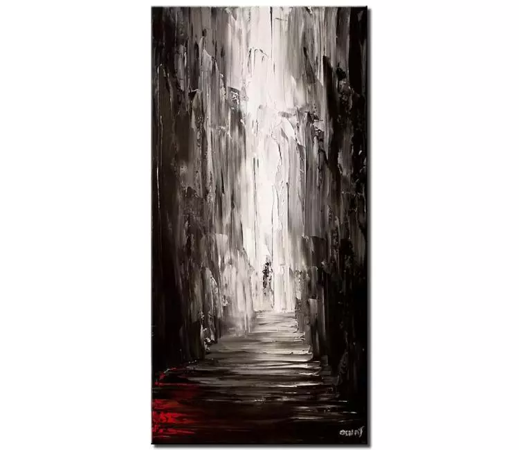 print on canvas - canvas print of vertical painting of an alley in black and white