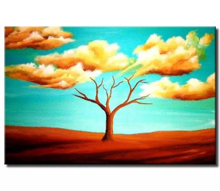 trees painting - naked tree and clouds painting