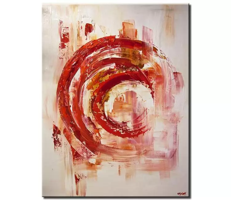 abstract painting - modern red white abstract painting on canvas original textured painting minimalist art
