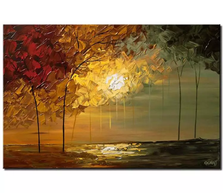 print on canvas - canvas print of blooming trees over sunrise