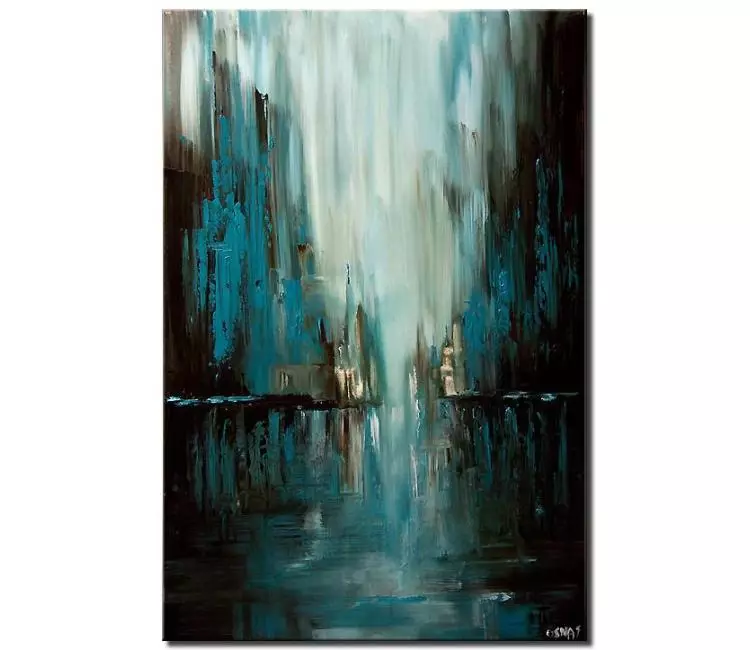 print on canvas - canvas print of blue abstract cityscape