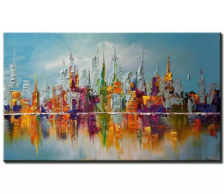 print on canvas - canvas print of city view abstract on blue background