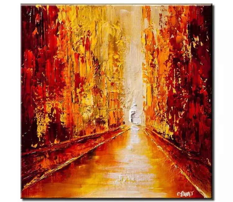 print on canvas - canvas print of red cityscape view of street