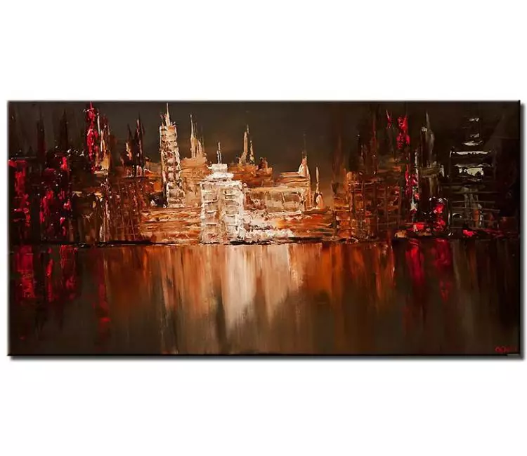 print on canvas - canvas print of reflection of city over river