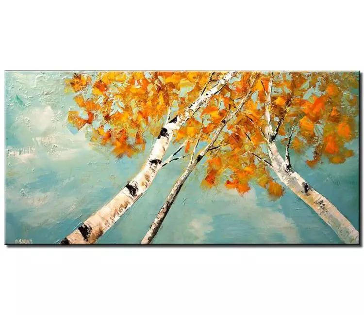 print on canvas - canvas print of textured painting of birch trees