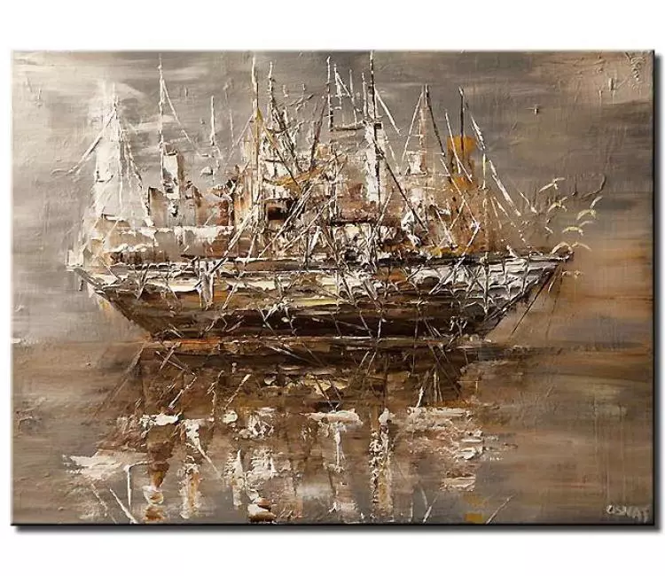 print on canvas - canvas print of brown pirate ship silently sailing