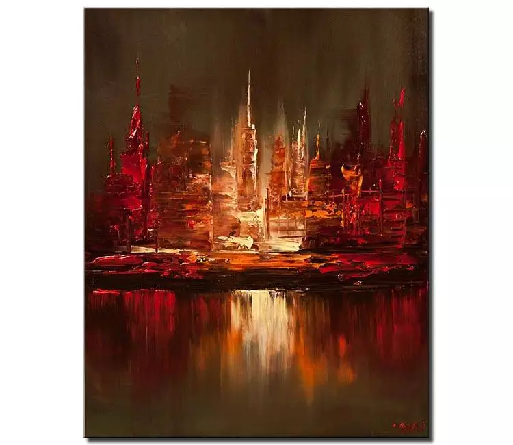 print on canvas - canvas print of cityscape reflected in water