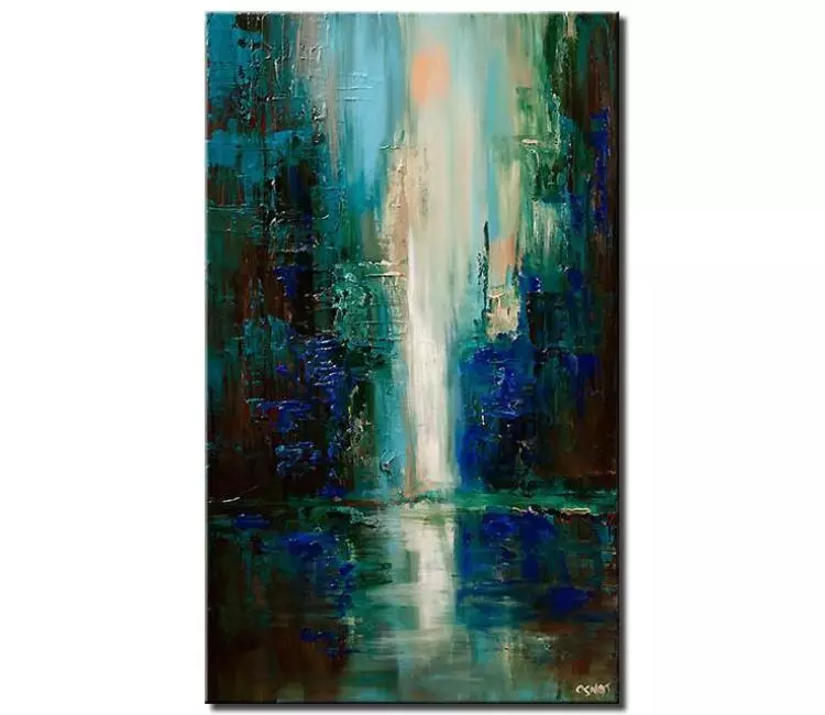 print on canvas - canvas print of vertical painting of cityscape at dawn