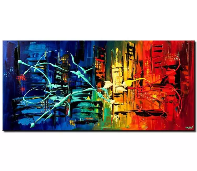 prints on canvas - canvas print of colorful abstract cityscape