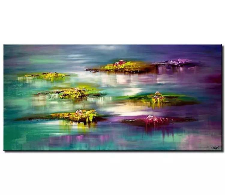 print on canvas - canvas print of  abstract lilly pads modern palette knife