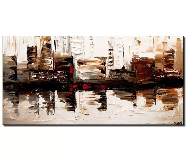 print on canvas - canvas print of  cityscape painting modern palette knife