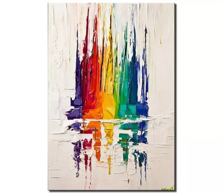 print on canvas - canvas print of colorful sail boats modern palette knife