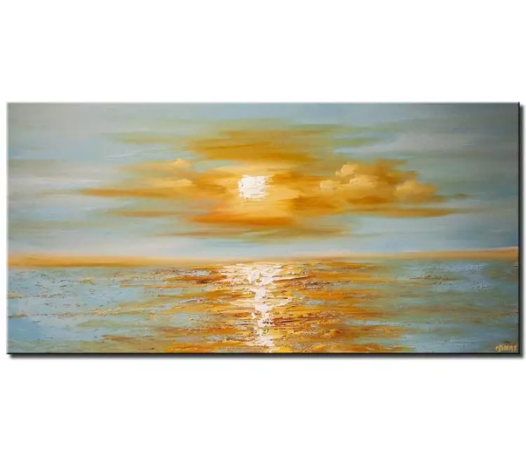 print on canvas - canvas print of modern palette knife abstract sea sunrise