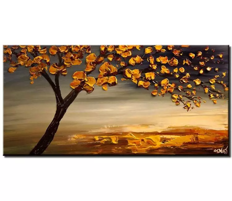 print on canvas - canvas print of blooming-tree-modern-abstract-landscape-painting