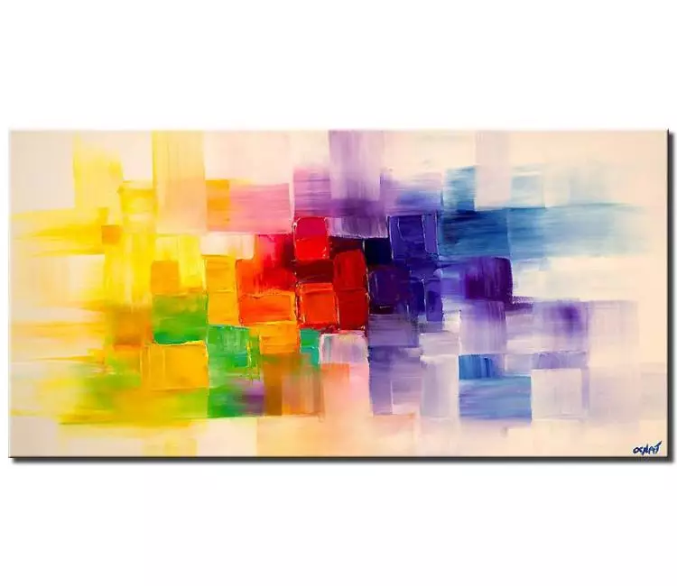print on canvas - canvas print of colorful modern abstract palette knife textured