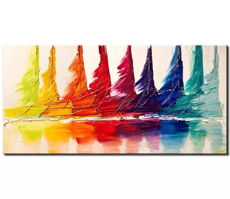 print on canvas - canvas print of colorful sail boats seascape modern wall art