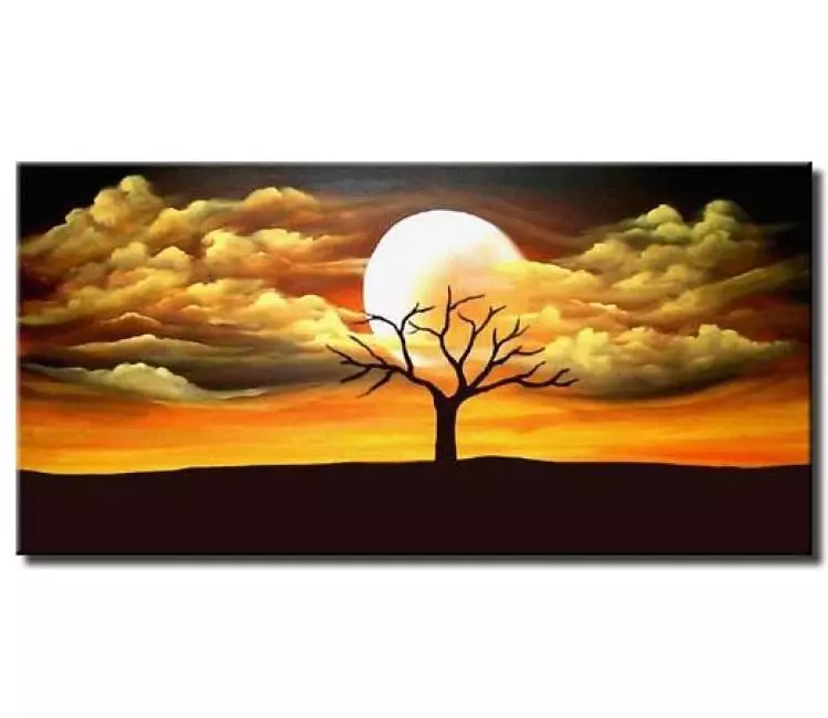 landscape painting - cloudy moon painting on canvas modern abstract tree landscape painting