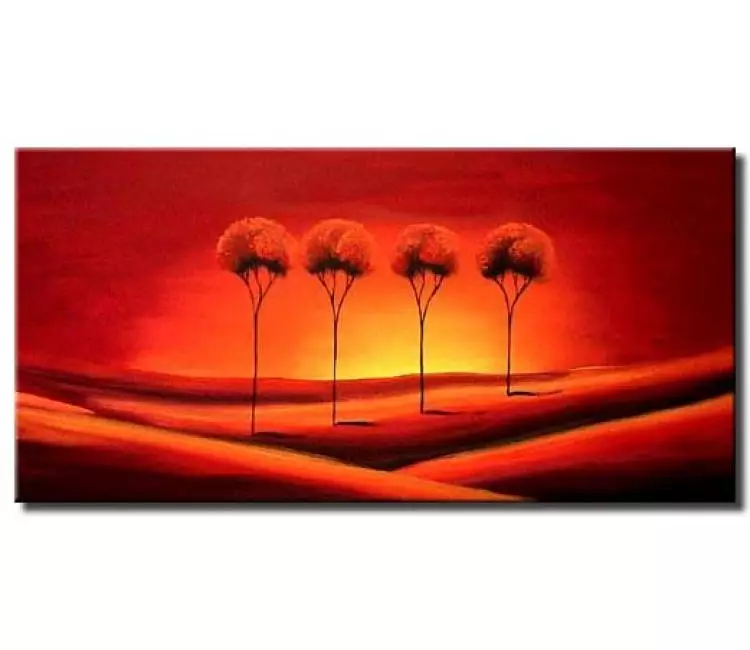 forest painting - red desert trees painting