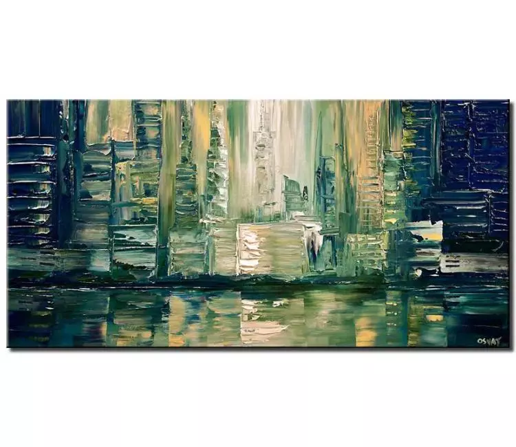 print on canvas - canvas print of abstract city painting impasto texture palette knife