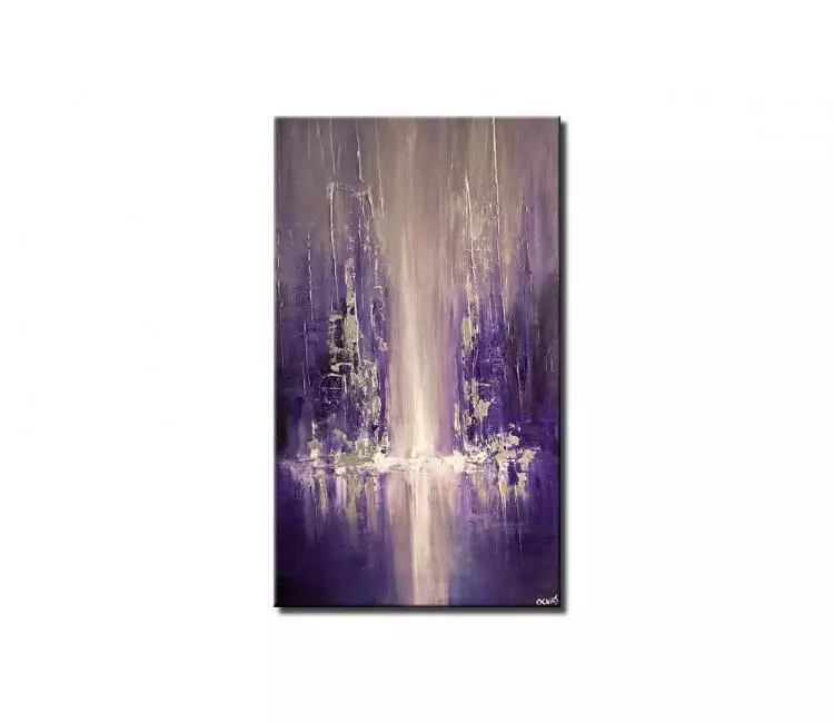 print on canvas - canvas print of modern city painting blue purple palette knife