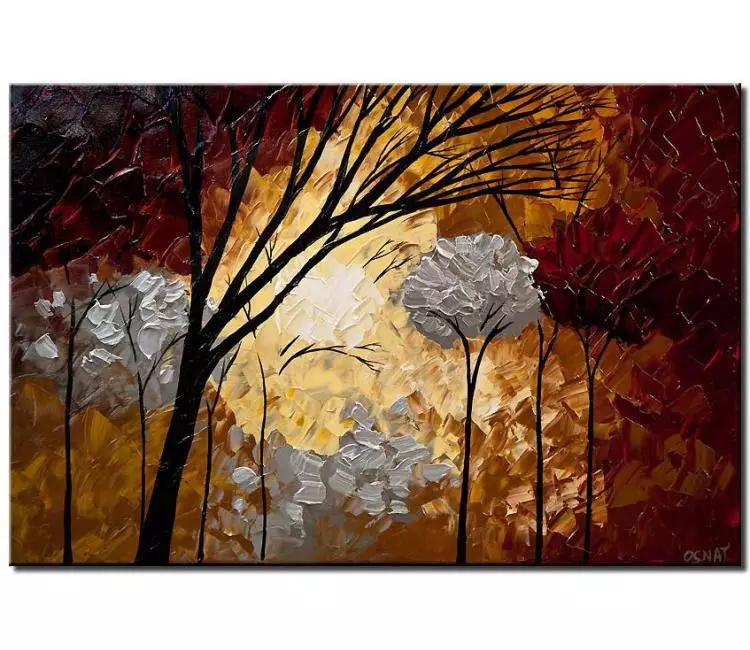print on canvas - canvas print of red silver trees painting forest landscape texture