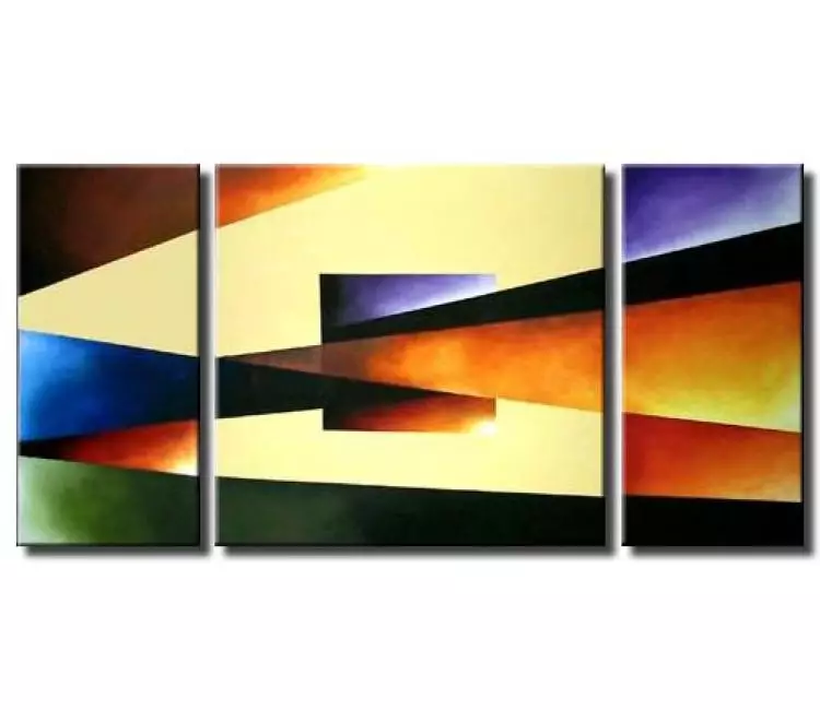 geometric painting - colorful geometrical triptych