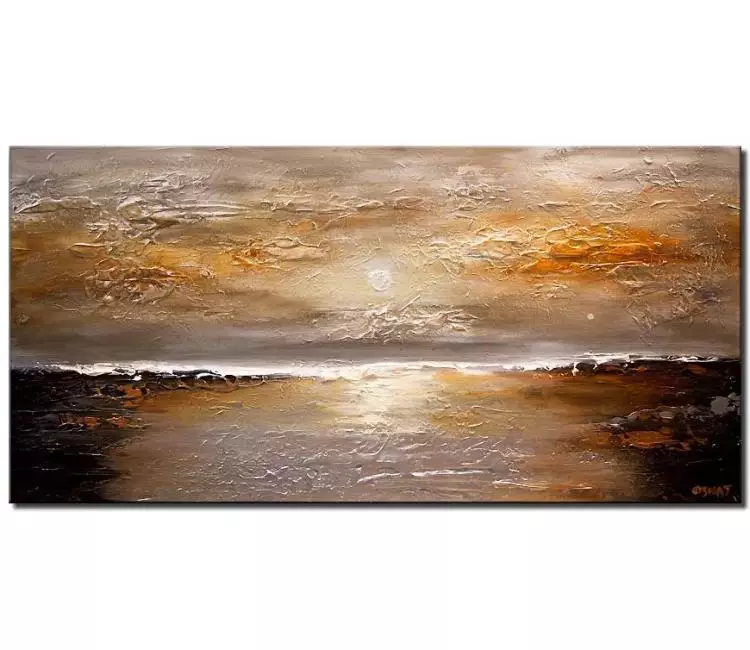 print on canvas - canvas print of textured abstract silver copper sunset painting