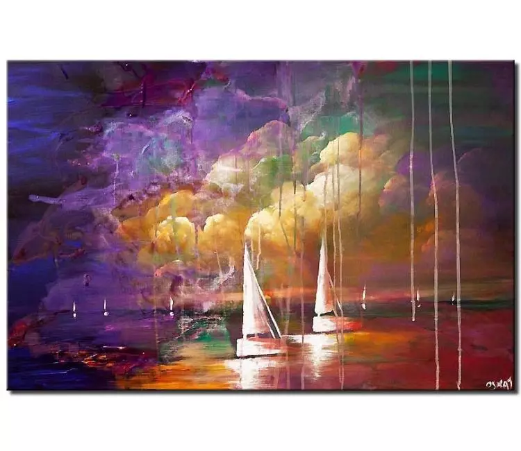 print on canvas - canvas print of colorful contemporary abstract sail boats painting