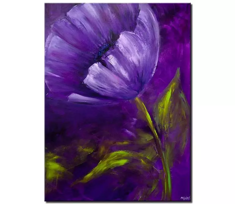 floral painting - modern purple flower painting on canvas original abstract flower art living room dining room wall art