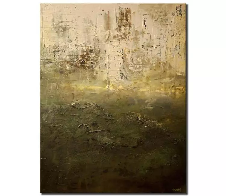 abstract painting - modern green beige abstract painting on canvas vertical original minimalist art textured abstract art