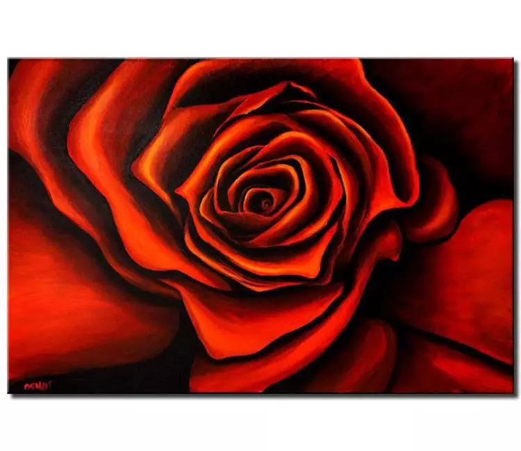 prints on canvas - canvas print of red rose painting framed modern floral abstract