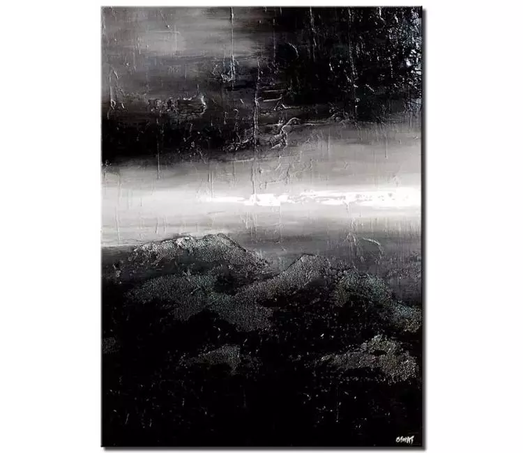 print on canvas - canvas print of black white textured abstract storm painting