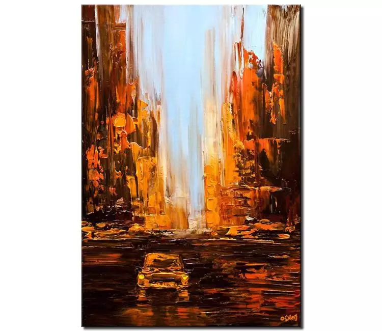 cityscape painting - city painting on canvas original city art vertical textured modern abstract painting