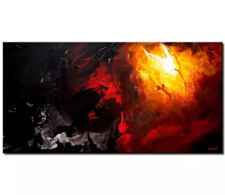 abstract painting - black red abstract painting on canvas original minimalist art for living room modern art