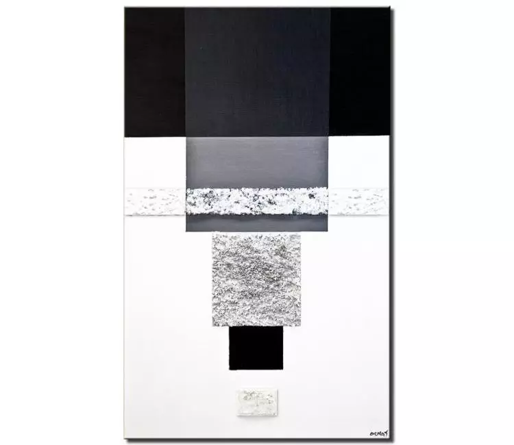 minimalist painting - minimalist abstract painting on canvas original black white minimalist art for living room modern 3d textured wall art