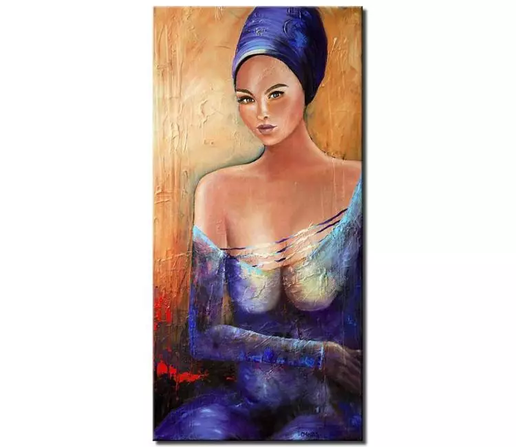 print on canvas - canvas print of figure painting woman blue purple textured painting