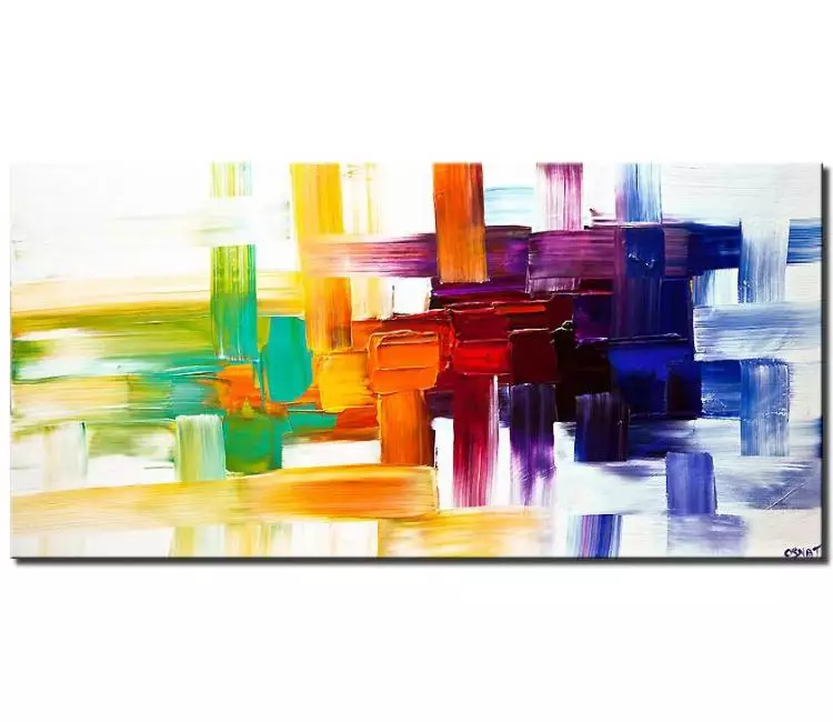 abstract painting - colorful abstract painting on canvas original textured painting for modern living room c