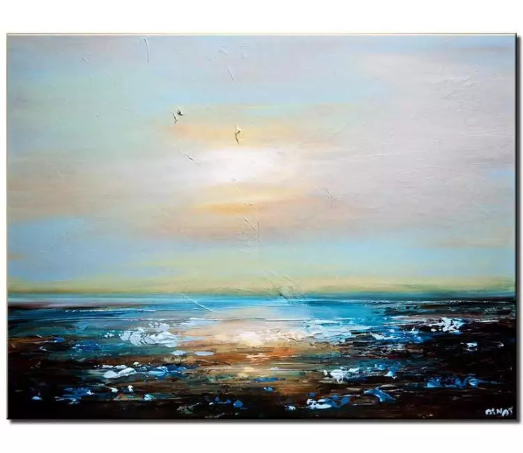 print on canvas - canvas print of seascape painting textured modern palette knife
