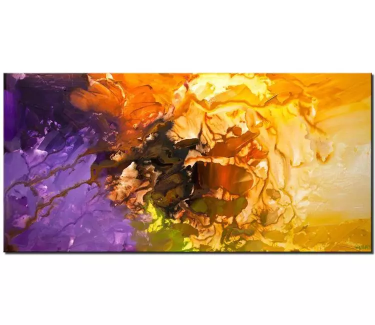abstract painting - orange yellow purple abstract painting on canvas original modern living room wall art
