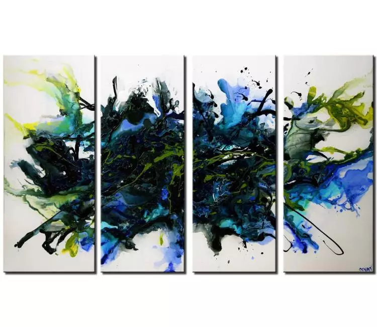 abstract painting - big wall art for living room large canvas art modern abstract painting in blue and green