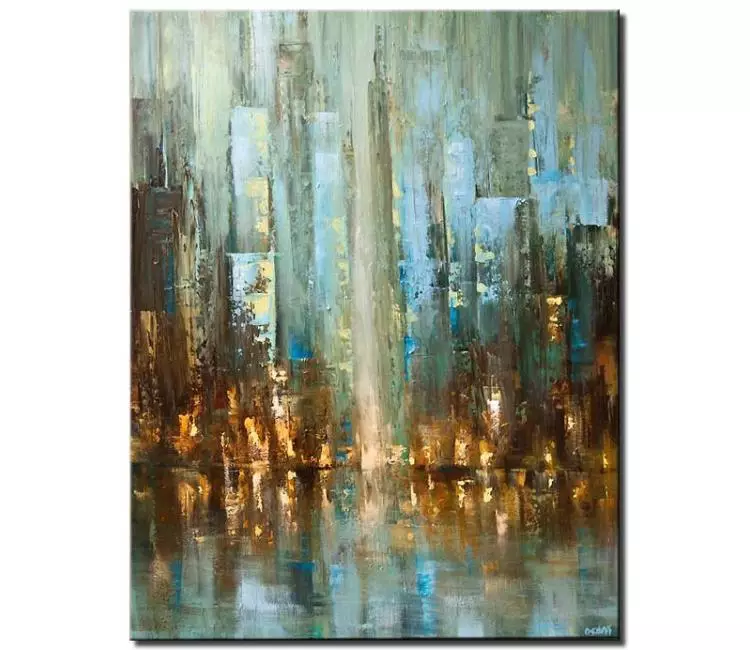 print on canvas - canvas print of contemporary abstract city painting textured palette knife