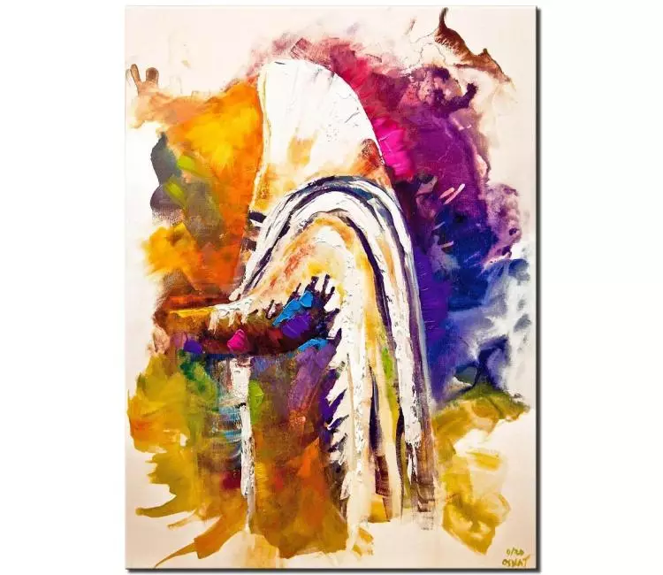 print on canvas - canvas print of colorful rabbi painting religious art