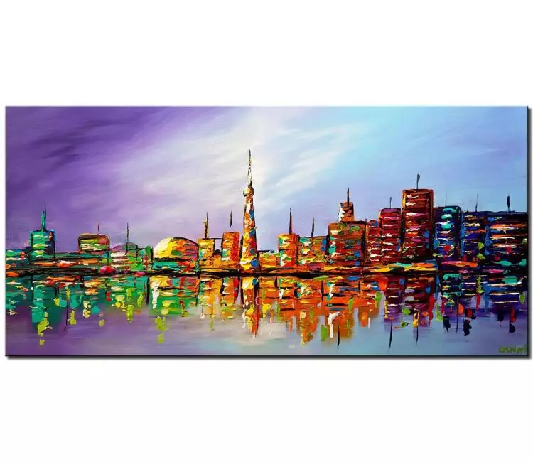 print on canvas - canvas print of modern toronto skyline city art