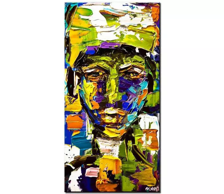 print on canvas - canvas print of colorful protrait painting modern acrylic texture