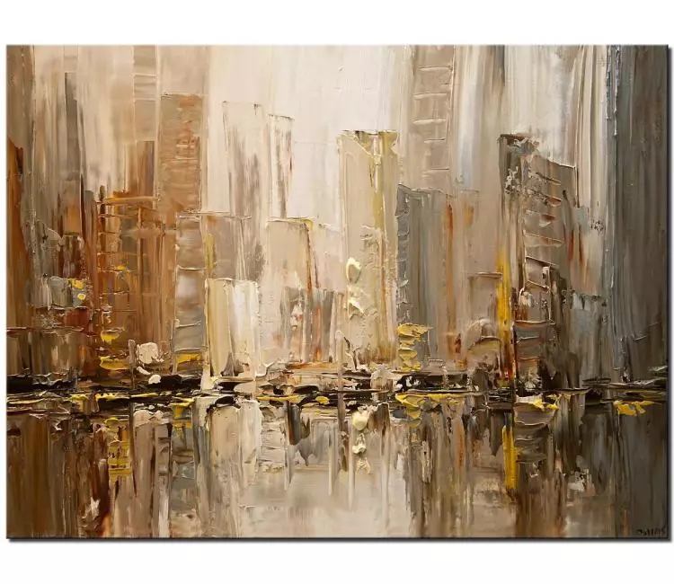 print on canvas - canvas print of original contemporary city abstract modern palette knife painting