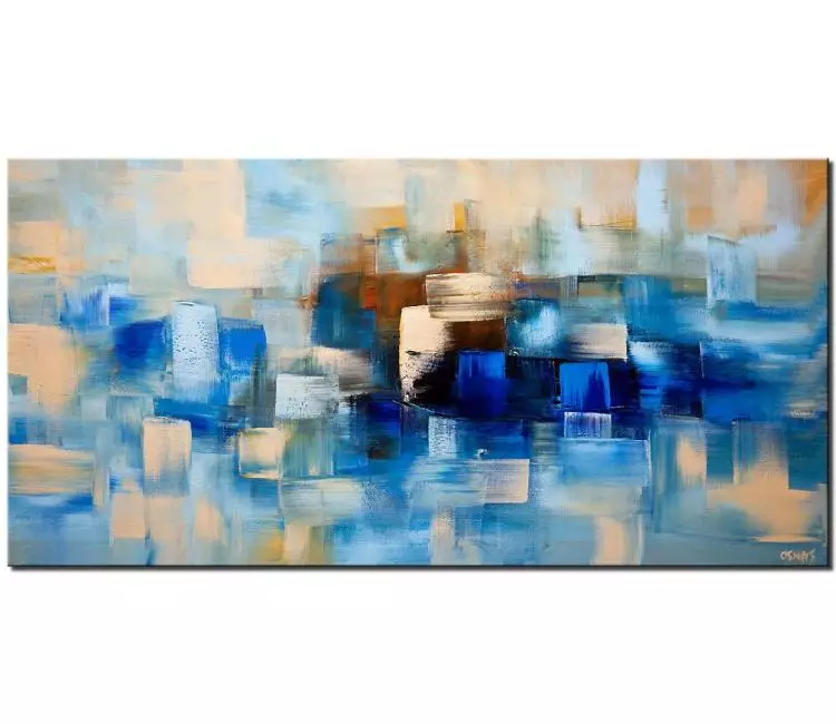abstract painting - light blue abstract painting on canvas original neutral wall art for living room