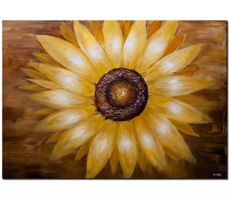 floral painting - modern abstract sunflower painting on canvas original flower painting